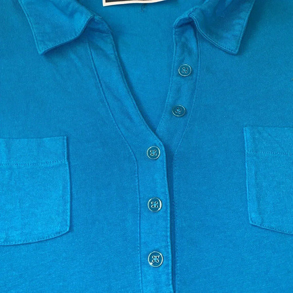 KAREN SCOTT cotton 3/4 button tab sleeves chest pockets collar size XL - Picture 3 of 11